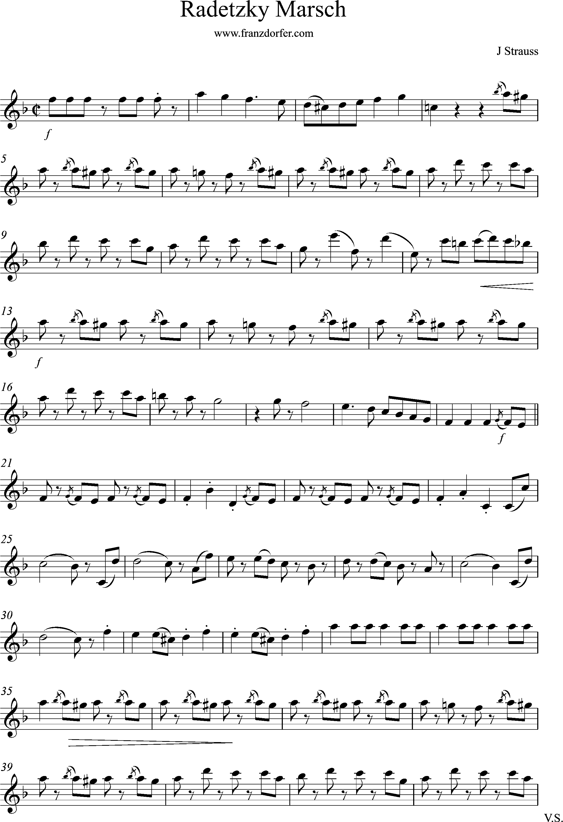 Clarinet Sheet- Radetzky MArsch, F-Dur- Klarinette